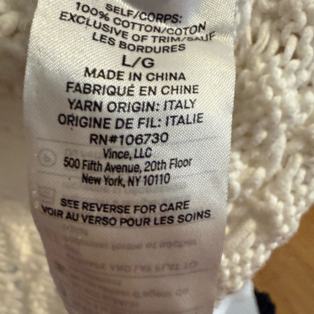Vince Cream Open-Knit V-Neck Cardigan - Picture 4 of 7